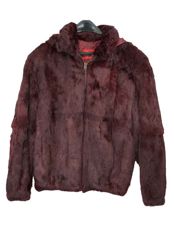 Women’s Rabbit Fur Jacket with Detachable Hood