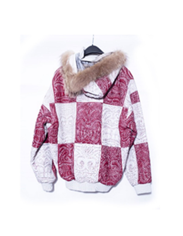 Bhogalli mens leather jacket with detachable hood with raccoon fur trim
