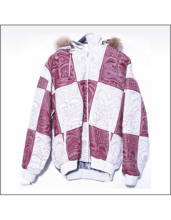Bhogalli mens leather jacket with detachable hood with raccoon fur trim